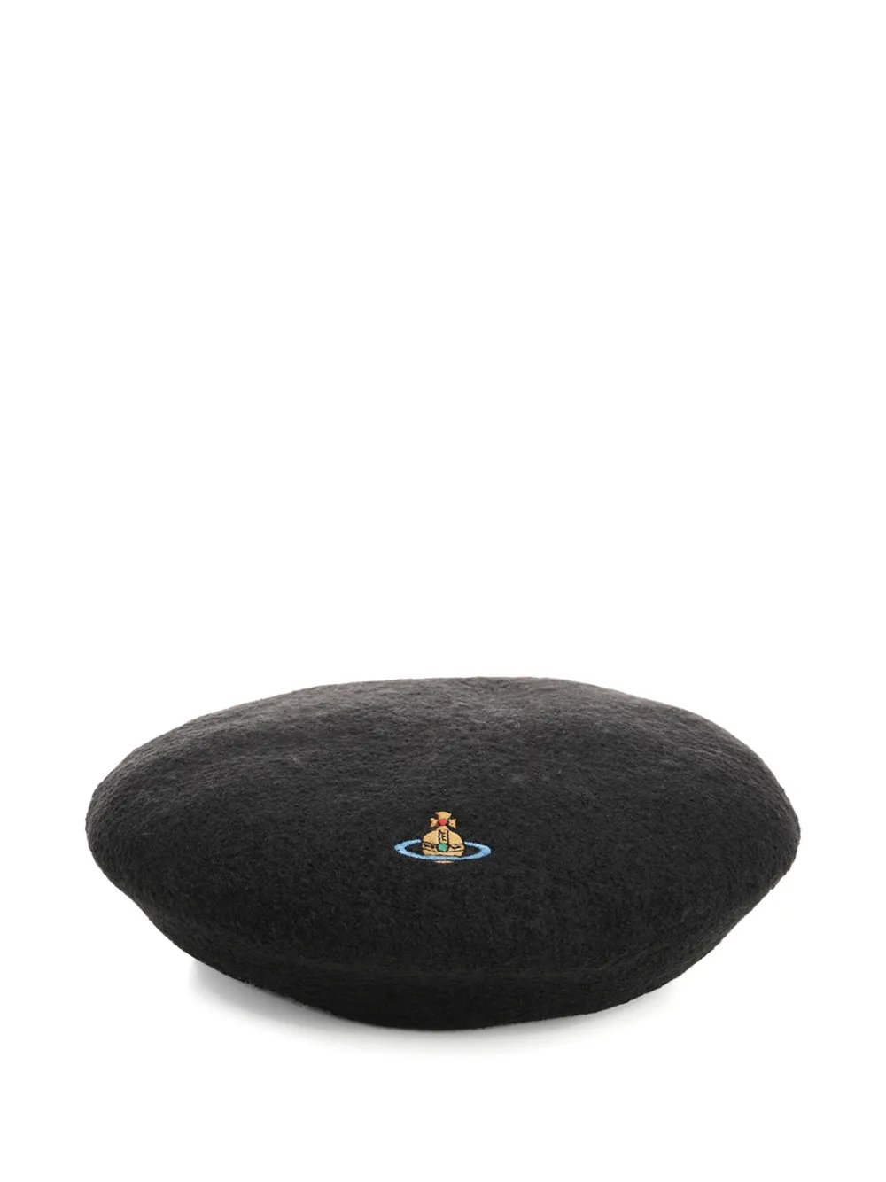 Vivienne Westwood Orb-embroidered Beret In Black