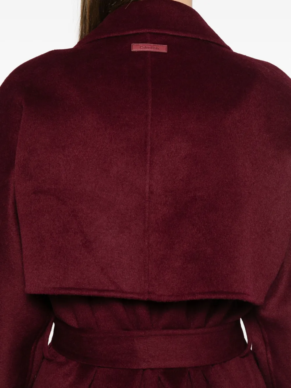 Calvin Klein Belted Trech Coat In Red