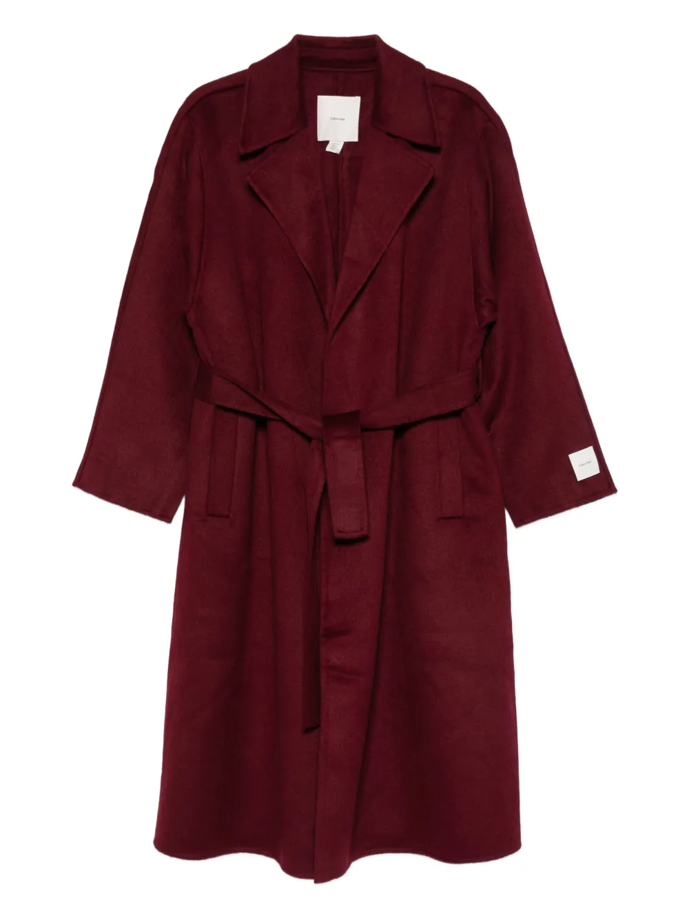 Calvin Klein Belted Trech Coat In Red