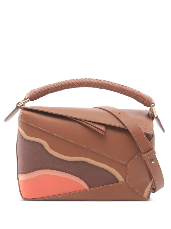 Loewe Pre-Owned 2021-2025 Small Nappa Calf Landscape Puzzle Edge Satchel  Brown FARFETCH IN
