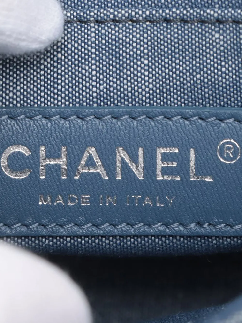 Pre-owned Chanel 2014 Mini Square Bicolor Quilted Denim Medallion Flap Crossbody Bag In Blue