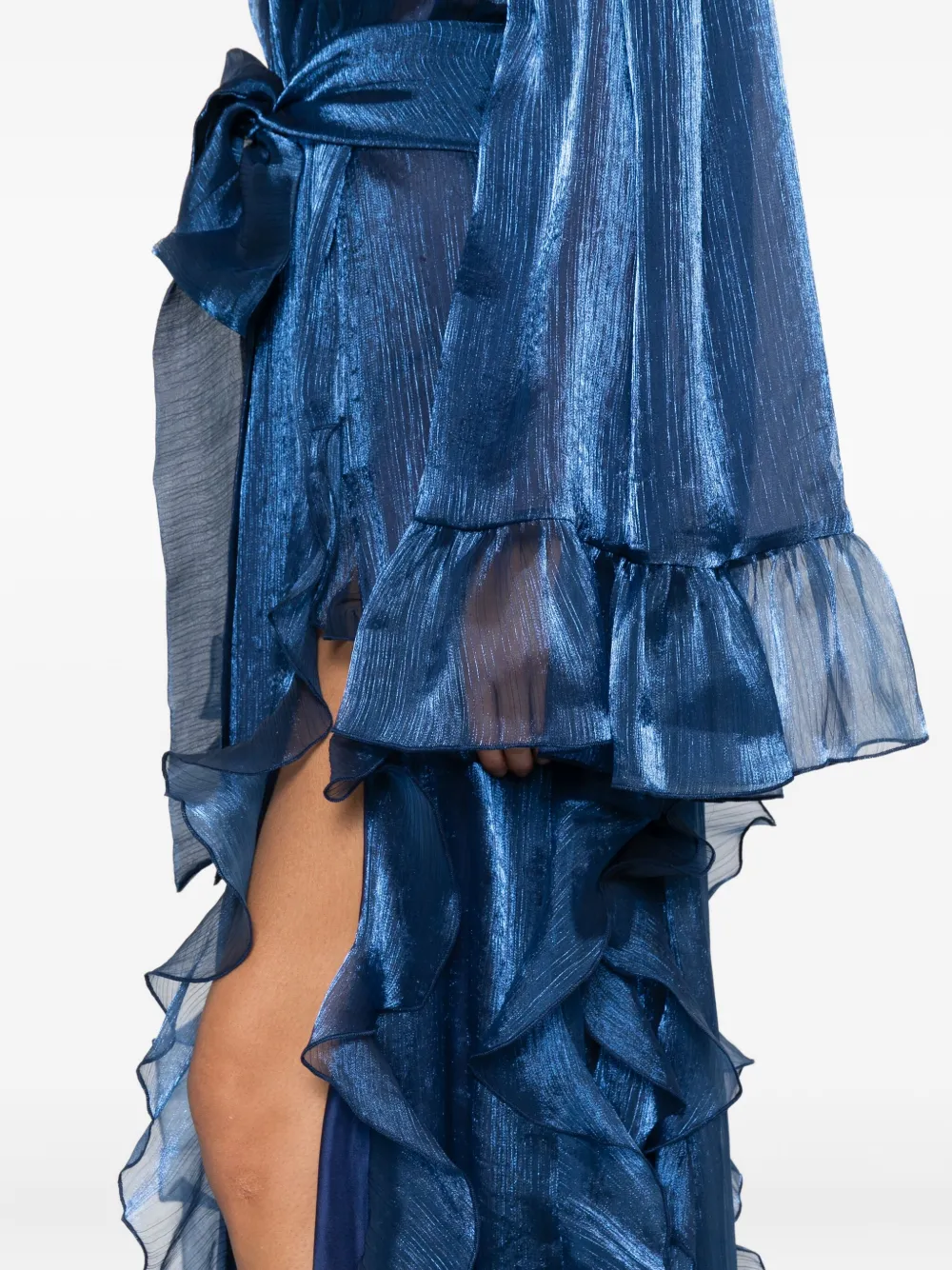 Miau By Clara Rotescu Ruffled Costa Dress In Blue