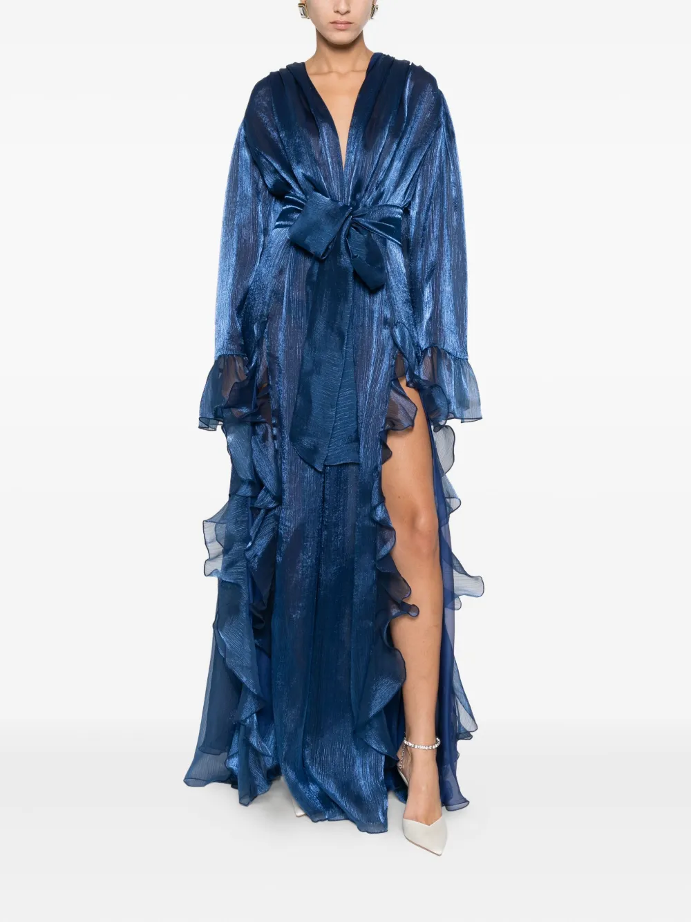 MIAU by Clara Rotescu Costa jurk met ruches - Blauw