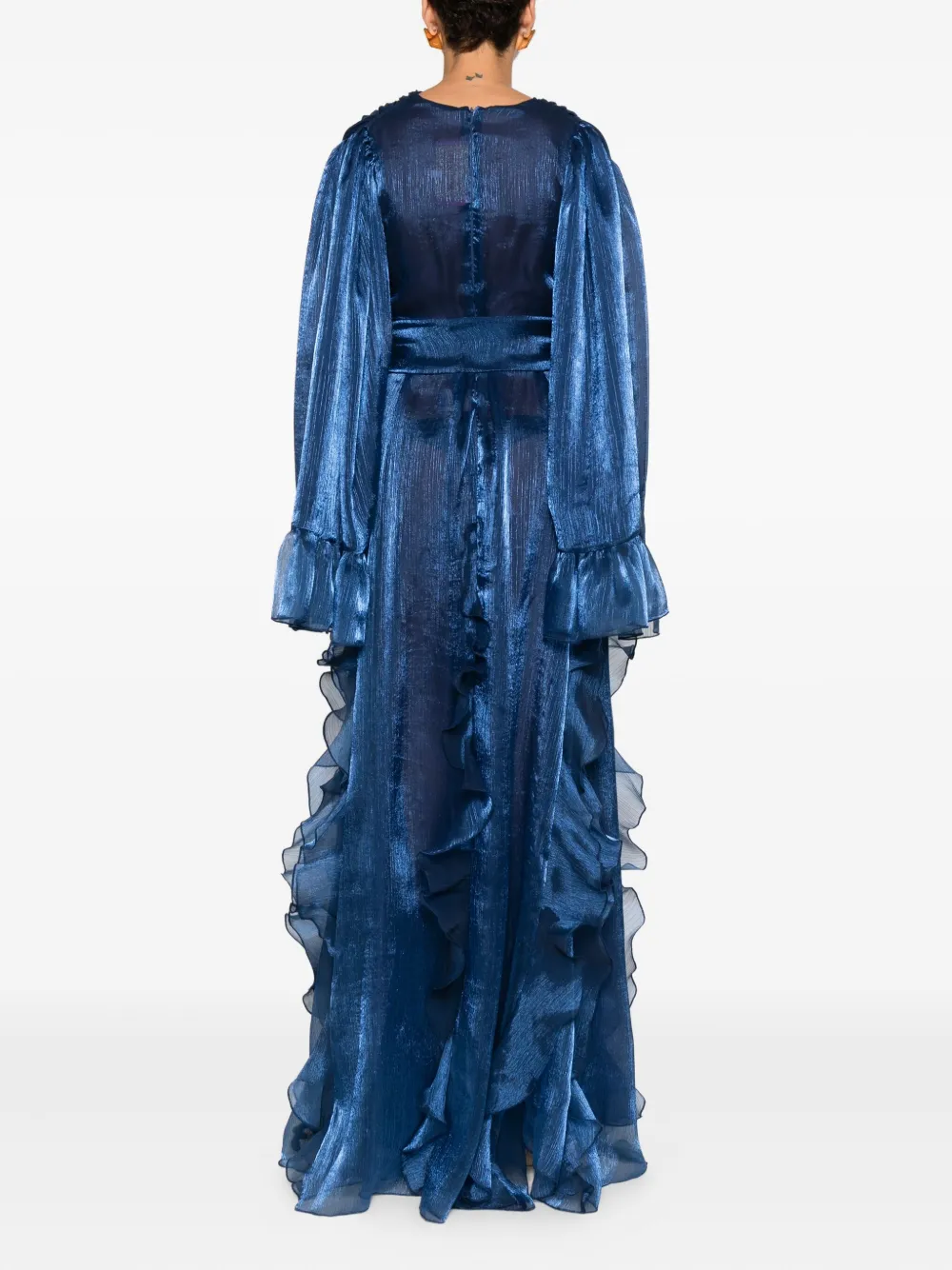 Miau By Clara Rotescu Ruffled Costa Dress In Blue