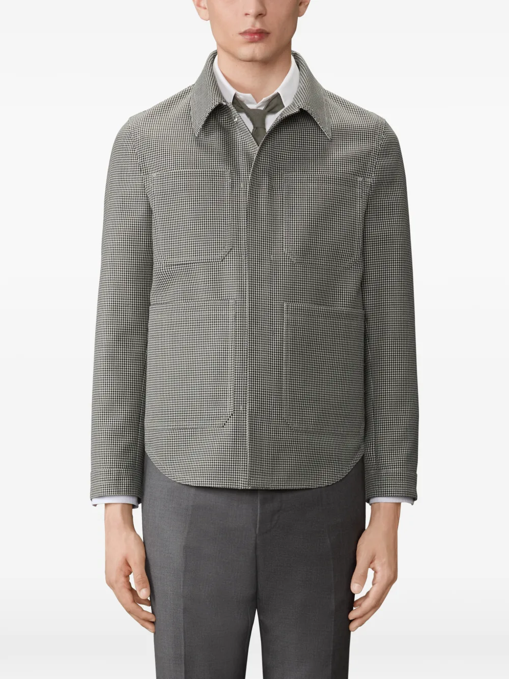 Thom Browne Shirtjack met pied-de-poule print Grijs