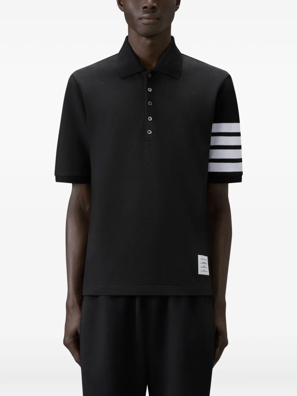 Thom Browne Pique 4-Bar poloshirt Zwart
