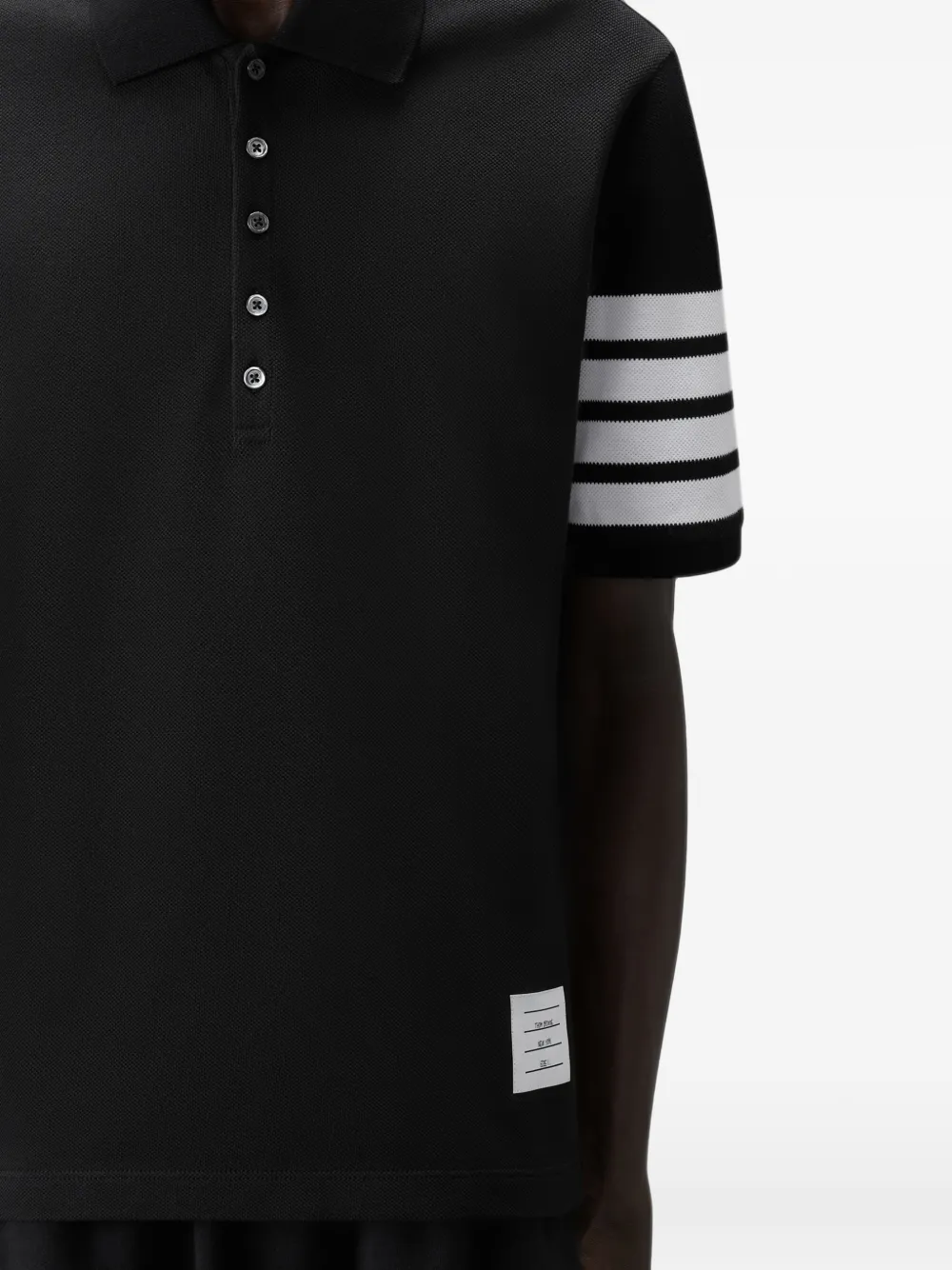 Thom Browne Pique 4-Bar poloshirt Zwart