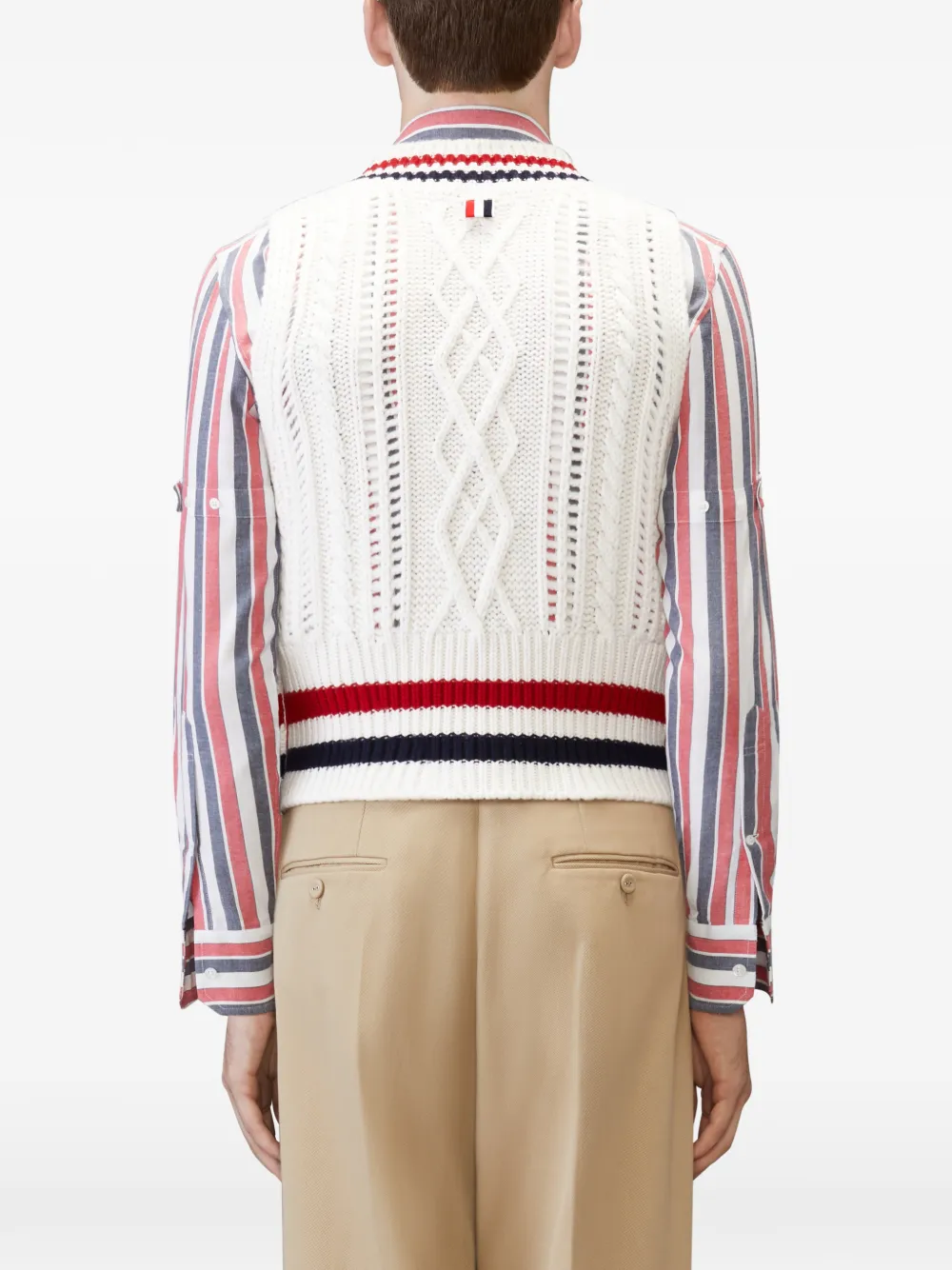 Thom Browne Kasjmier gilet met RWB-streep Wit