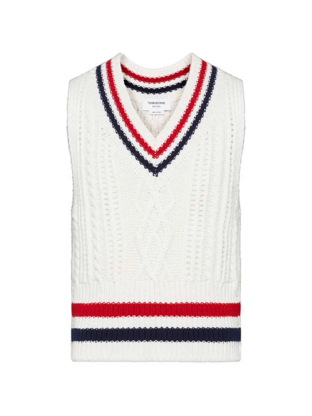 Thom Browne striped cable-knit vest - Bianco