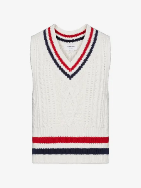 Thom Browne chunky cashmere rwb stripe vest