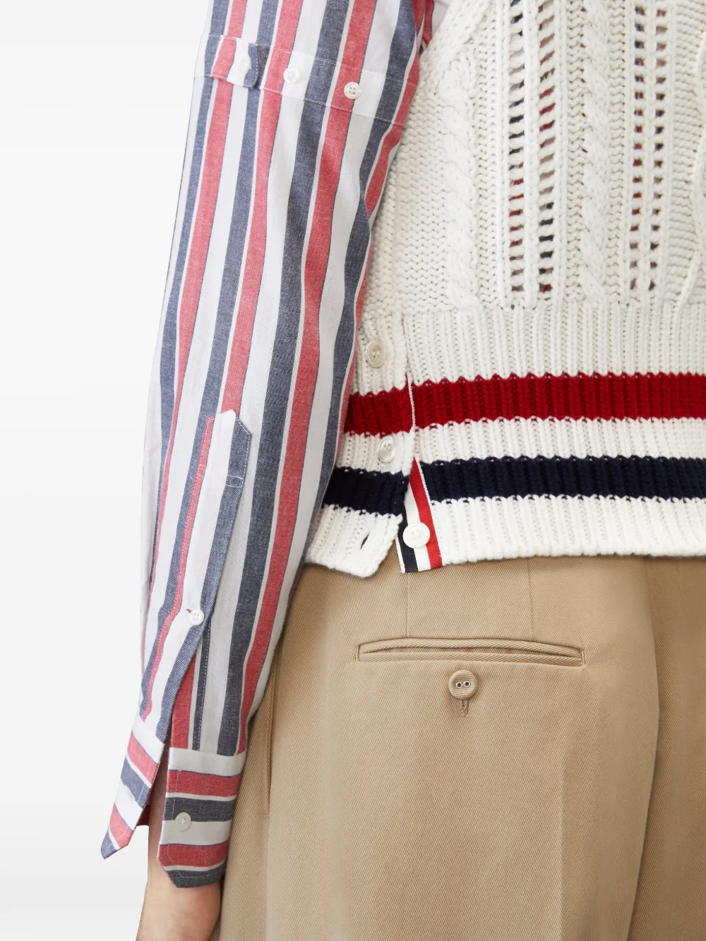 Thom Browne Kasjmier gilet met RWB-streep Wit