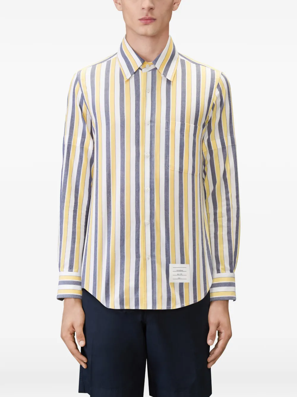 Thom Browne Madras katoenen overhemd met streep Geel