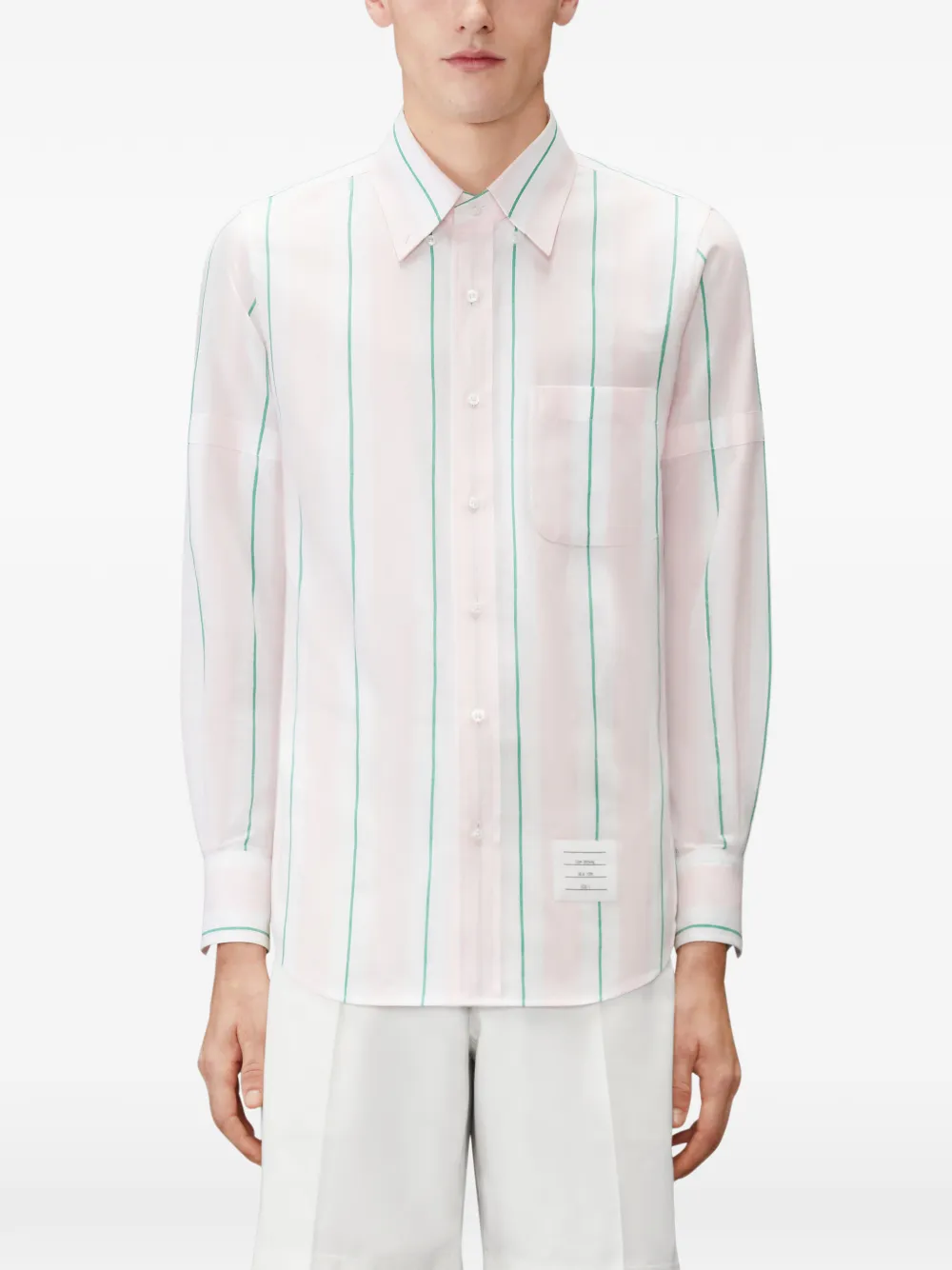 Thom Browne Gestreept katoenen overhemd Roze