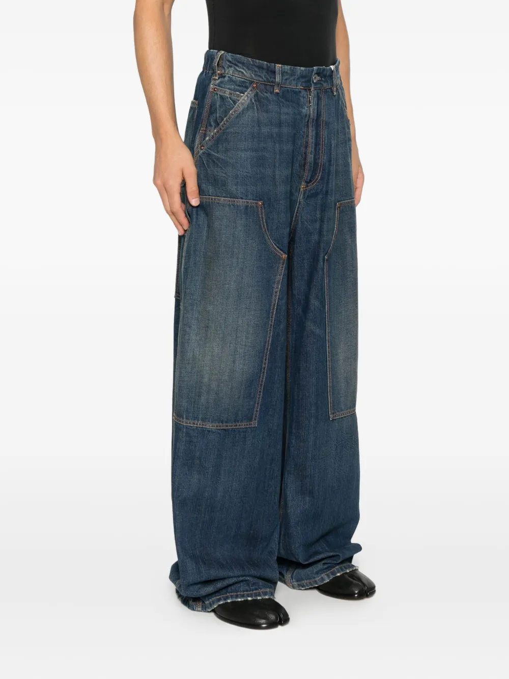 Maison Margiela Jeans met elastische tailleband Blauw