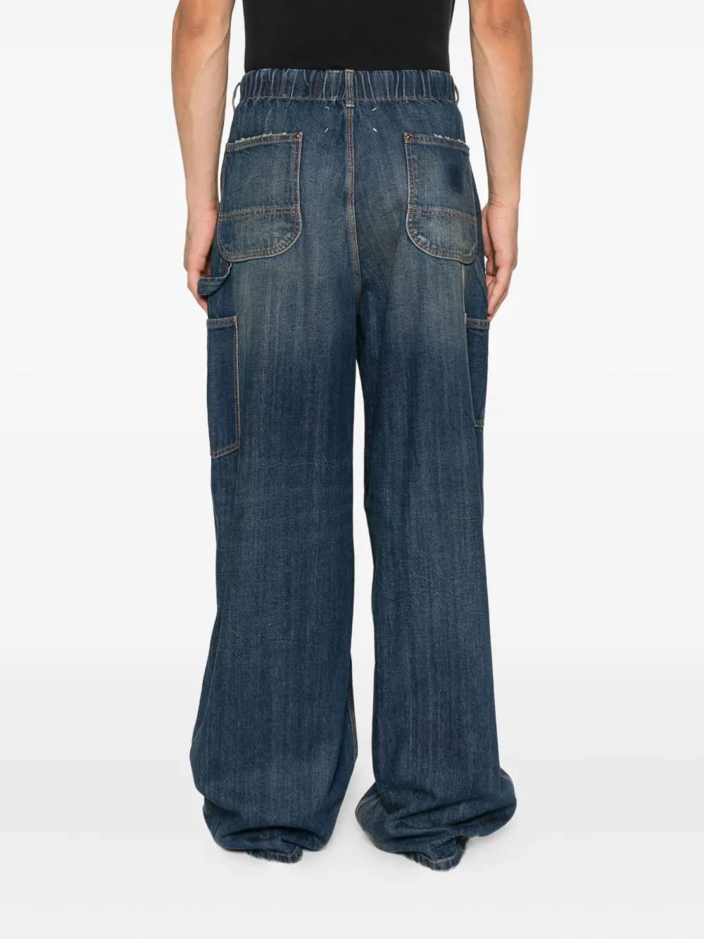 Maison Margiela Jeans met elastische tailleband Blauw