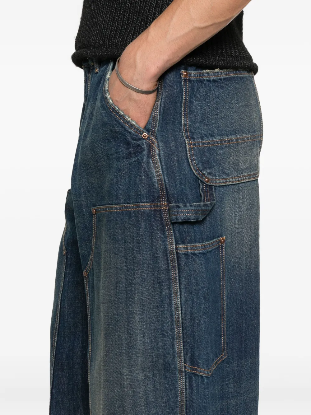 Maison Margiela Jeans met elastische tailleband Blauw