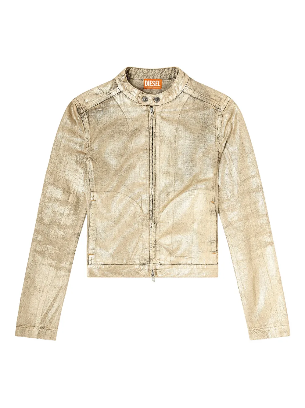 Diesel X Karol G De-mornin Metallic-effect Denim Jacket In Gold