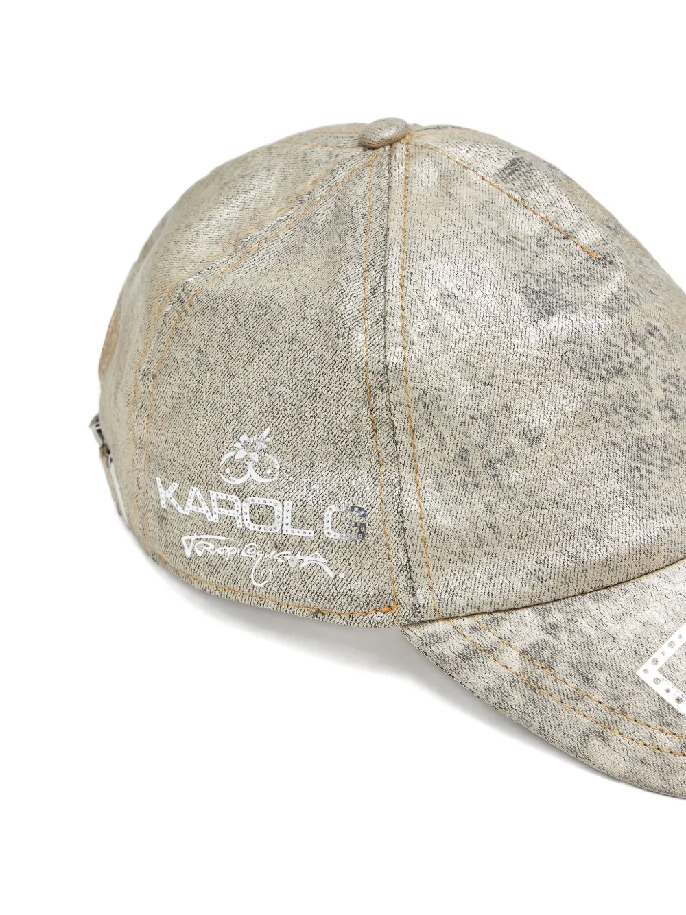 Diesel X Karol G Logo-detail Metallic-effect Cap In Gray
