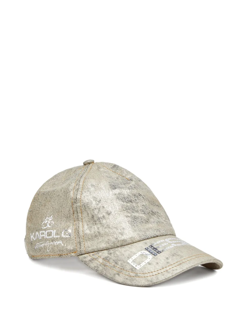 Diesel X Karol G Logo-detail Metallic-effect Cap In Gray