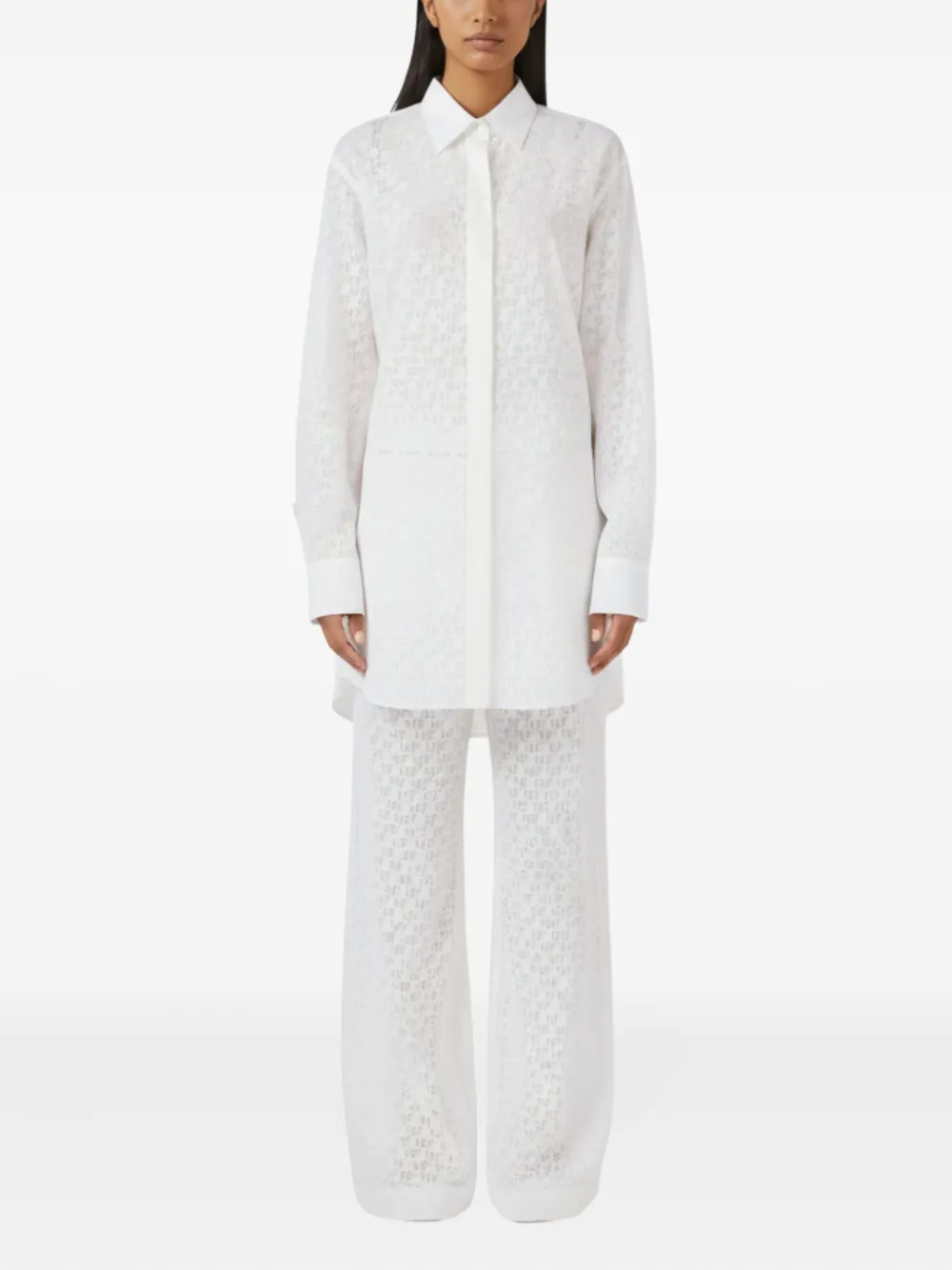 Off-White Mini-blousejurk met monogram - Wit