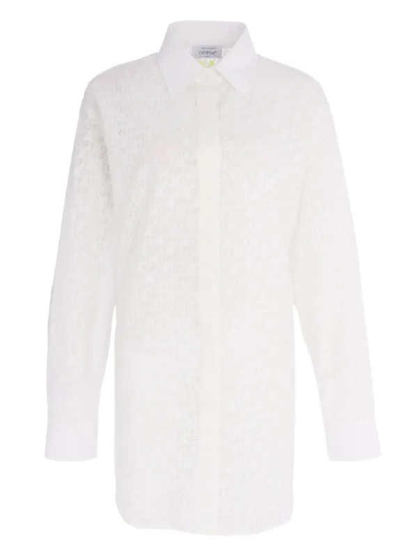 Off-White Monogram Mini Shirt Dress in White