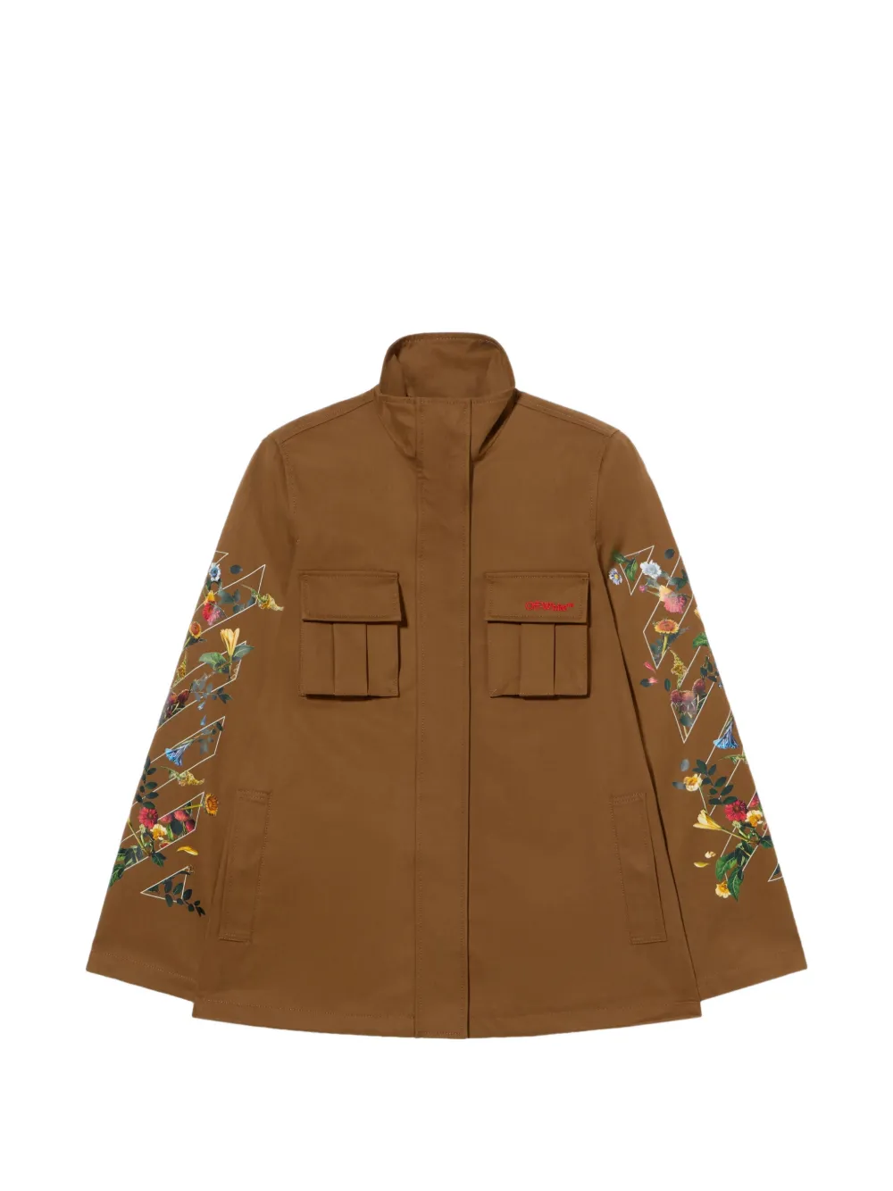 Off-White Aarrow floral twill jacket - Brown