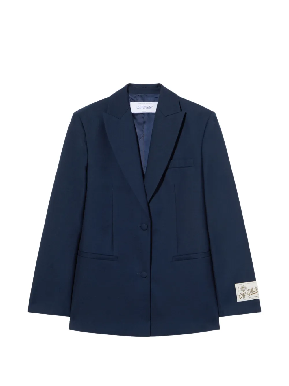 Off-White label-patch blazer - Blue