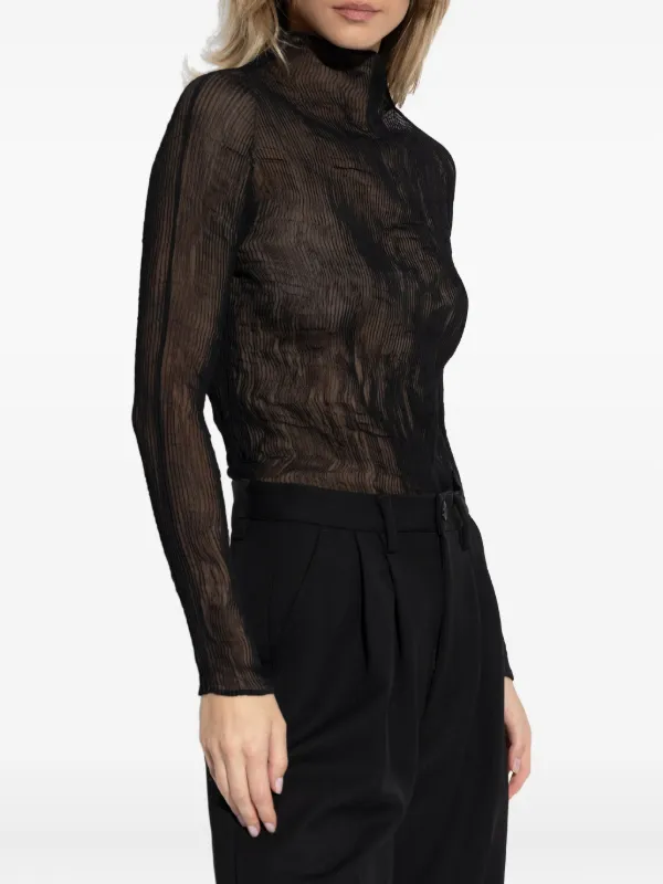 ISSEY MIYAKE ハイネック 長袖 Issey Miyake ハイネック ロングスリーブトップ | ブラック | FARFETCH JP