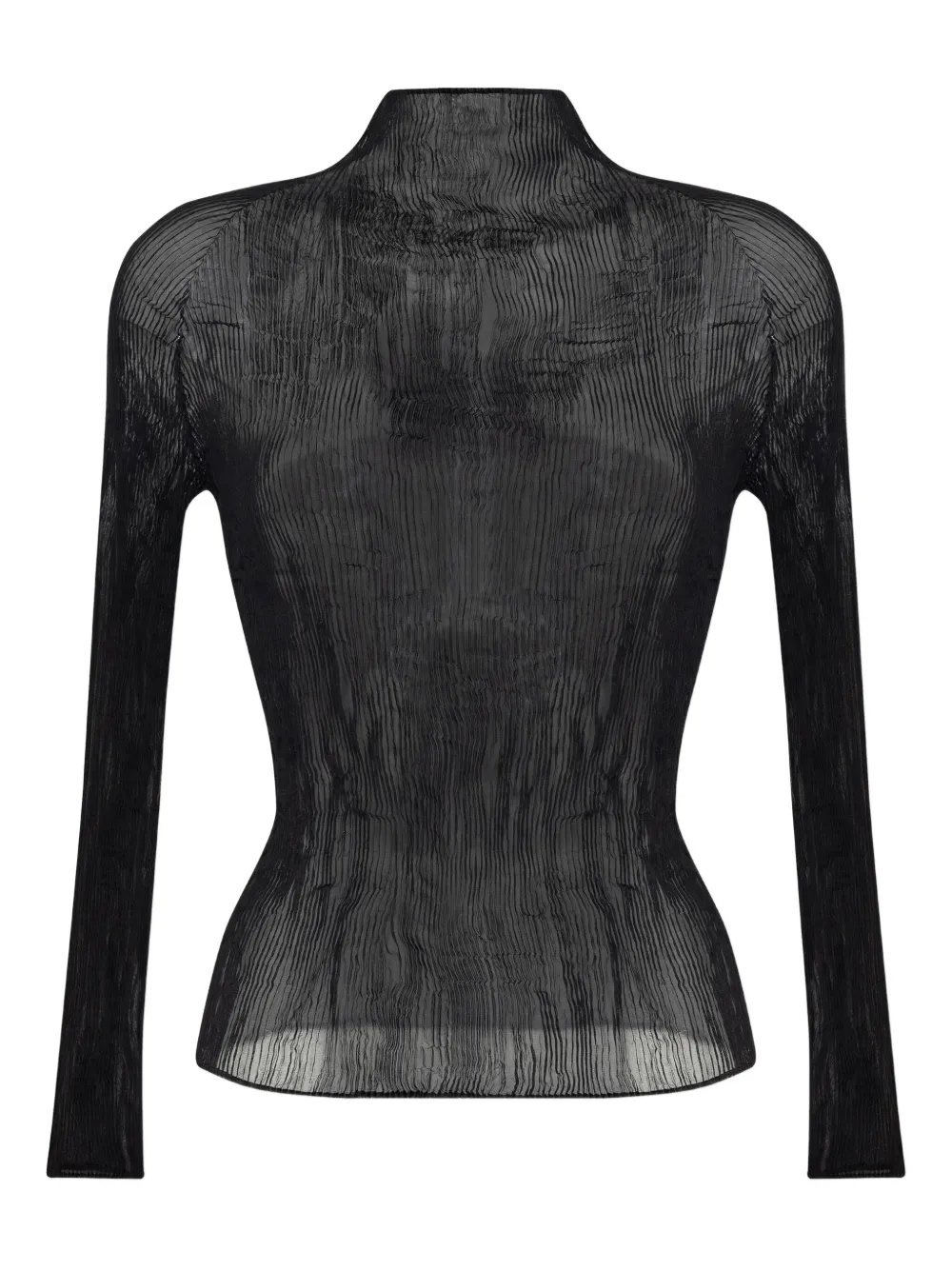 Issey Miyake Top met hoge hals en lange mouwen Zwart