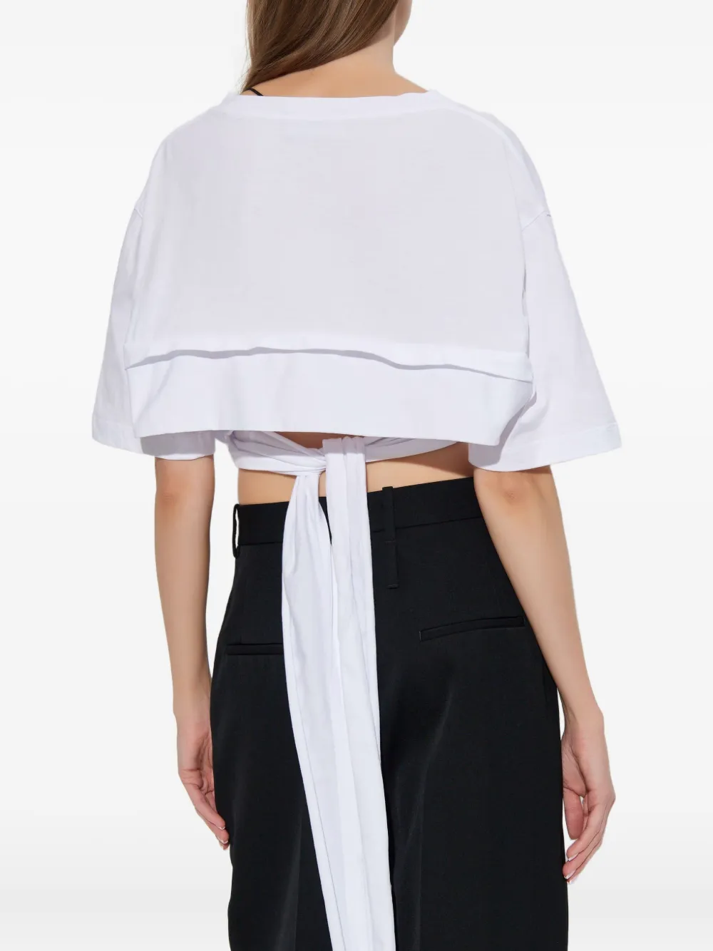 DSQUARED2 T-shirt met gestrikte taille en borduurwerk Wit