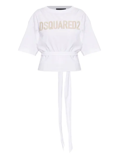 DSQUARED2 embroidered tie-waist T-shirt