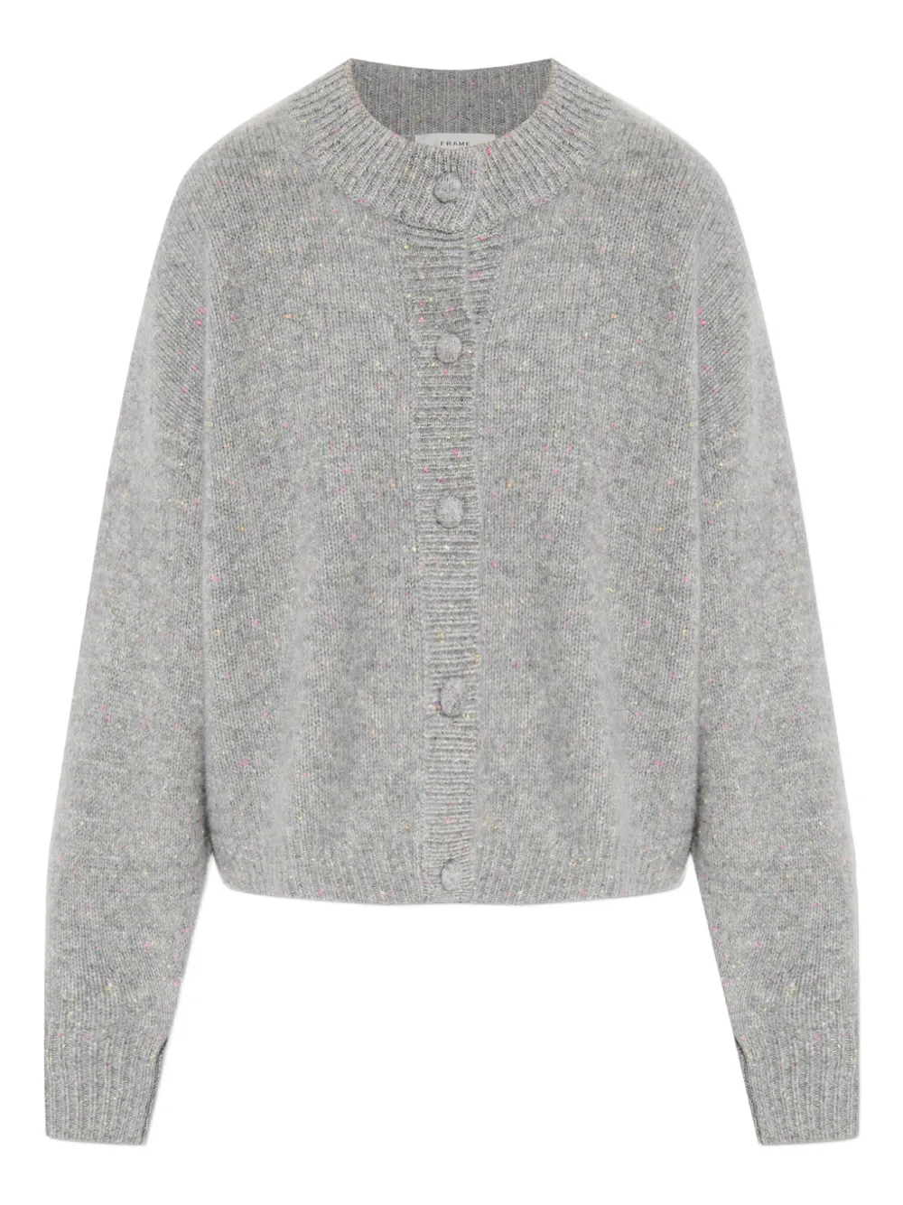 Frame Long-sleeve Cashmere Cardigan In Gray
