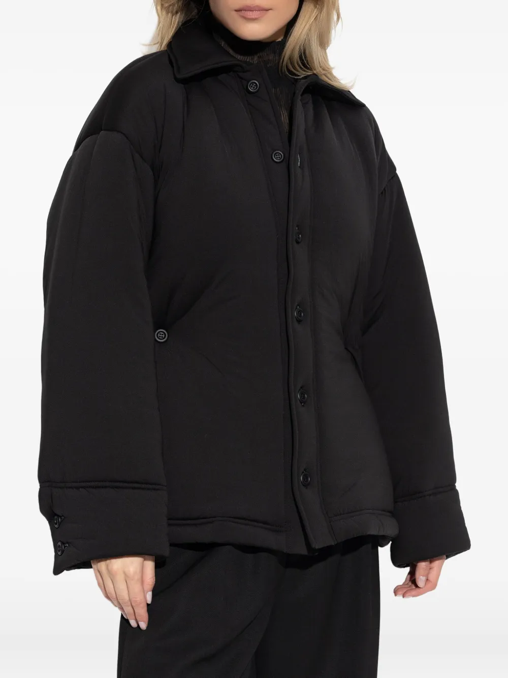 Issey Miyake Pumped-t Button-fastening Jacket In Black