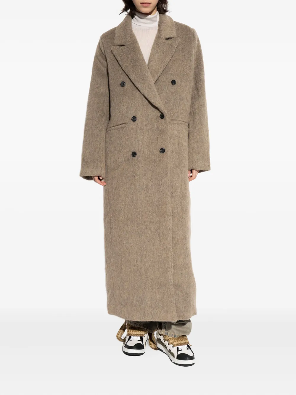 Samsoe & Samsoe Sajilla Double-breasted Coat In Neutral