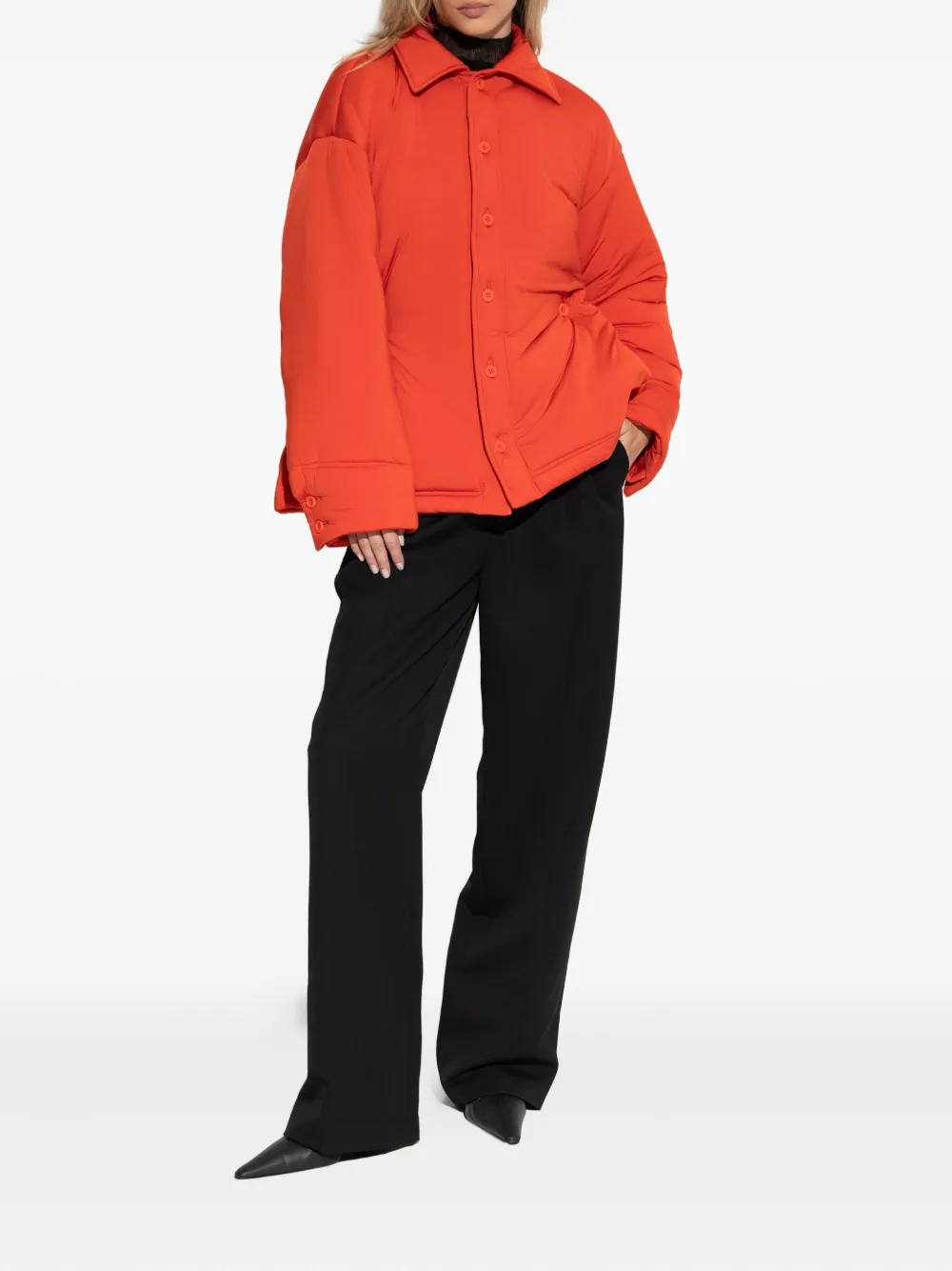 Issey Miyake Pumped-t Buttoned Collared Overshirt In Red