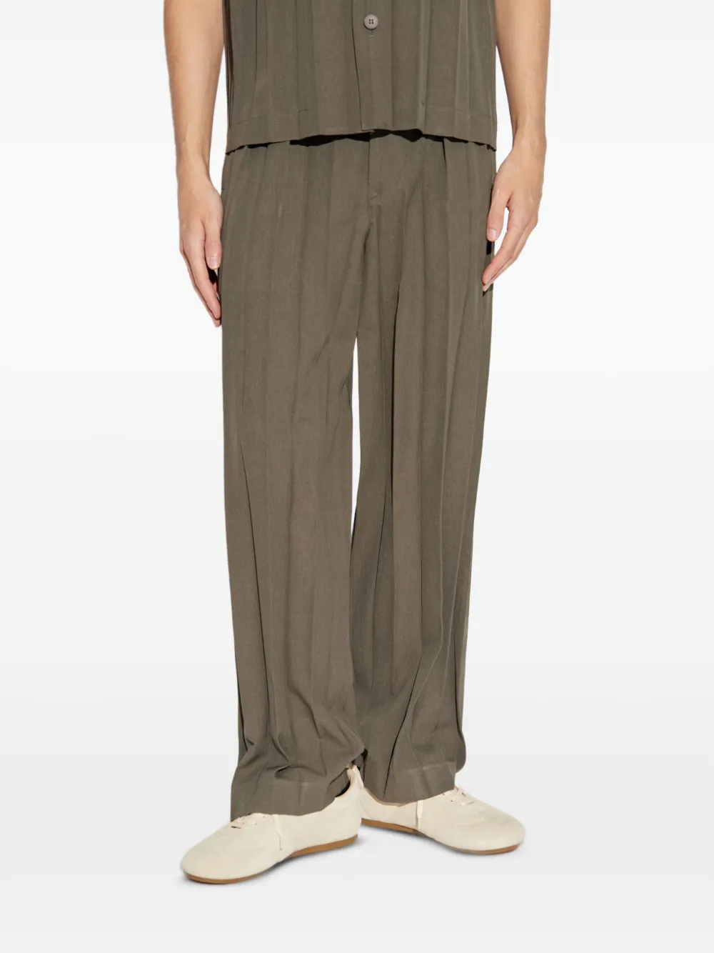 Homme Plissé Issey Miyake Geplooide broek Groen