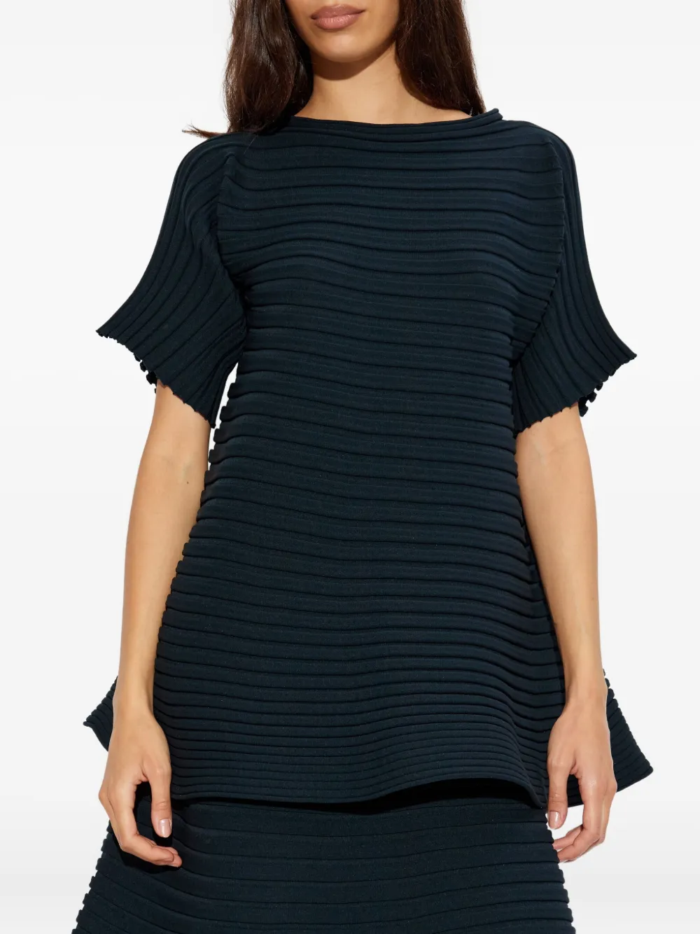 Issey Miyake Pleated Blouse In Blue