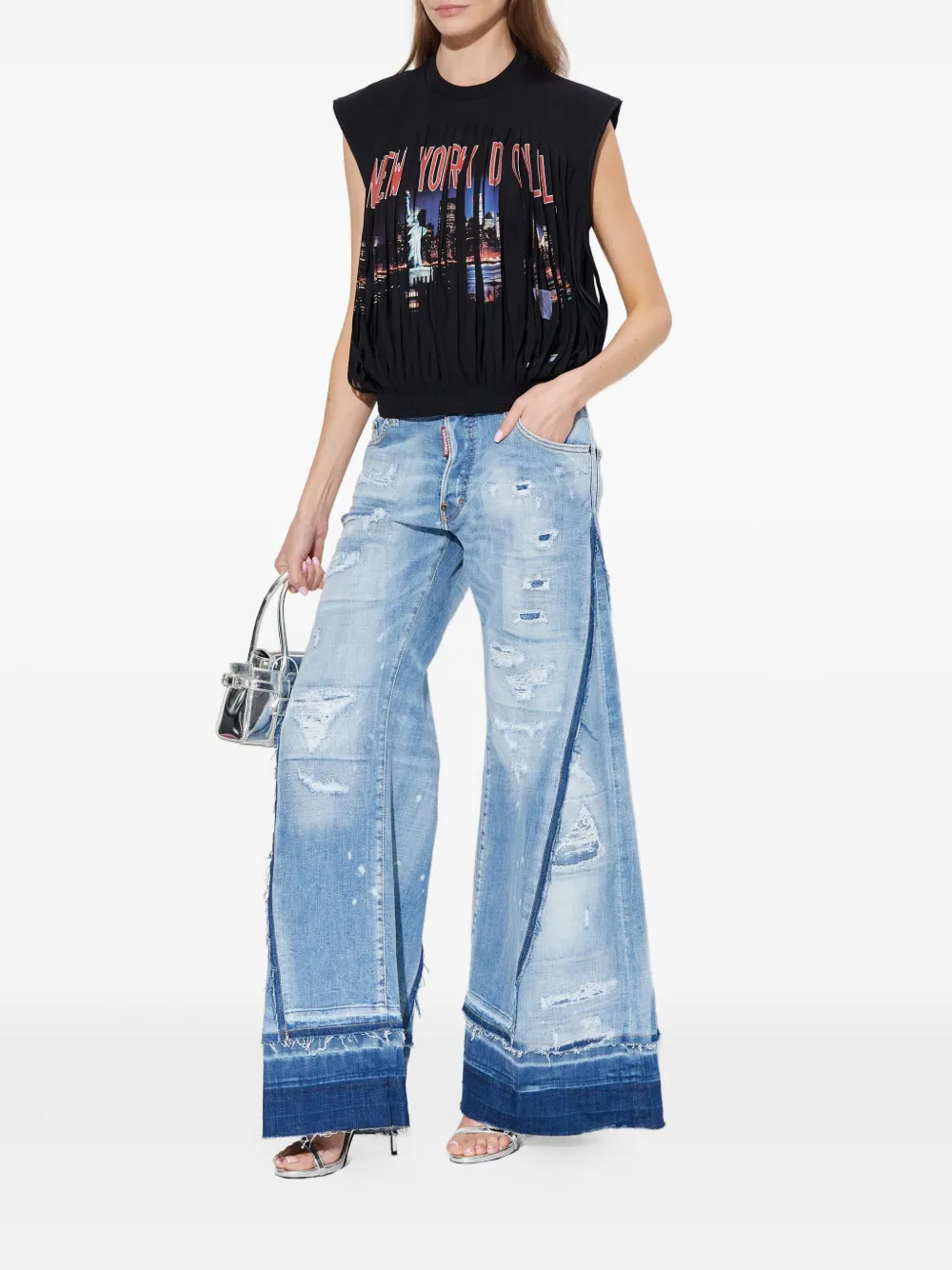 DSQUARED2 x Vaquera fringed graphic-print cotton T-shirt | T-Shirts & Jersey Shirts | Image 2
