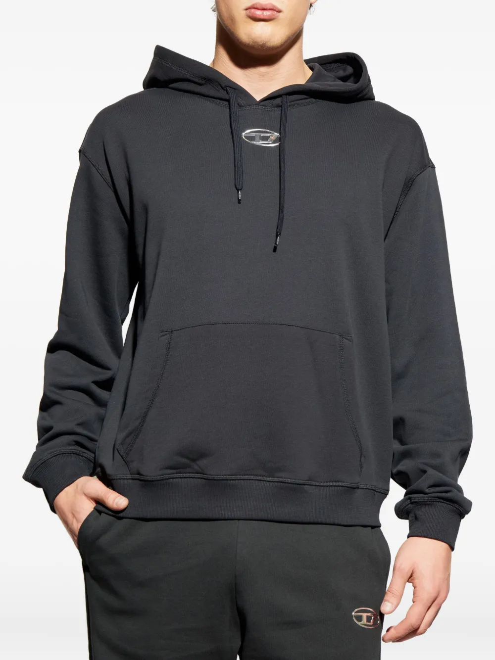 Diesel S-Norm hoodie met logoplakkaat Zwart