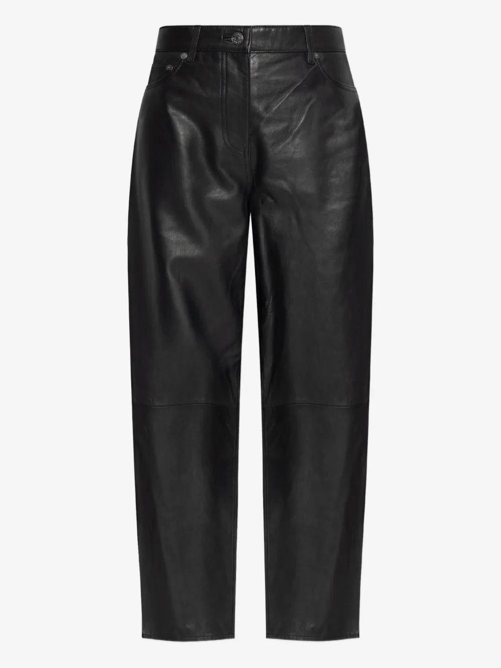 Saharpal leather panelled-design trousers
