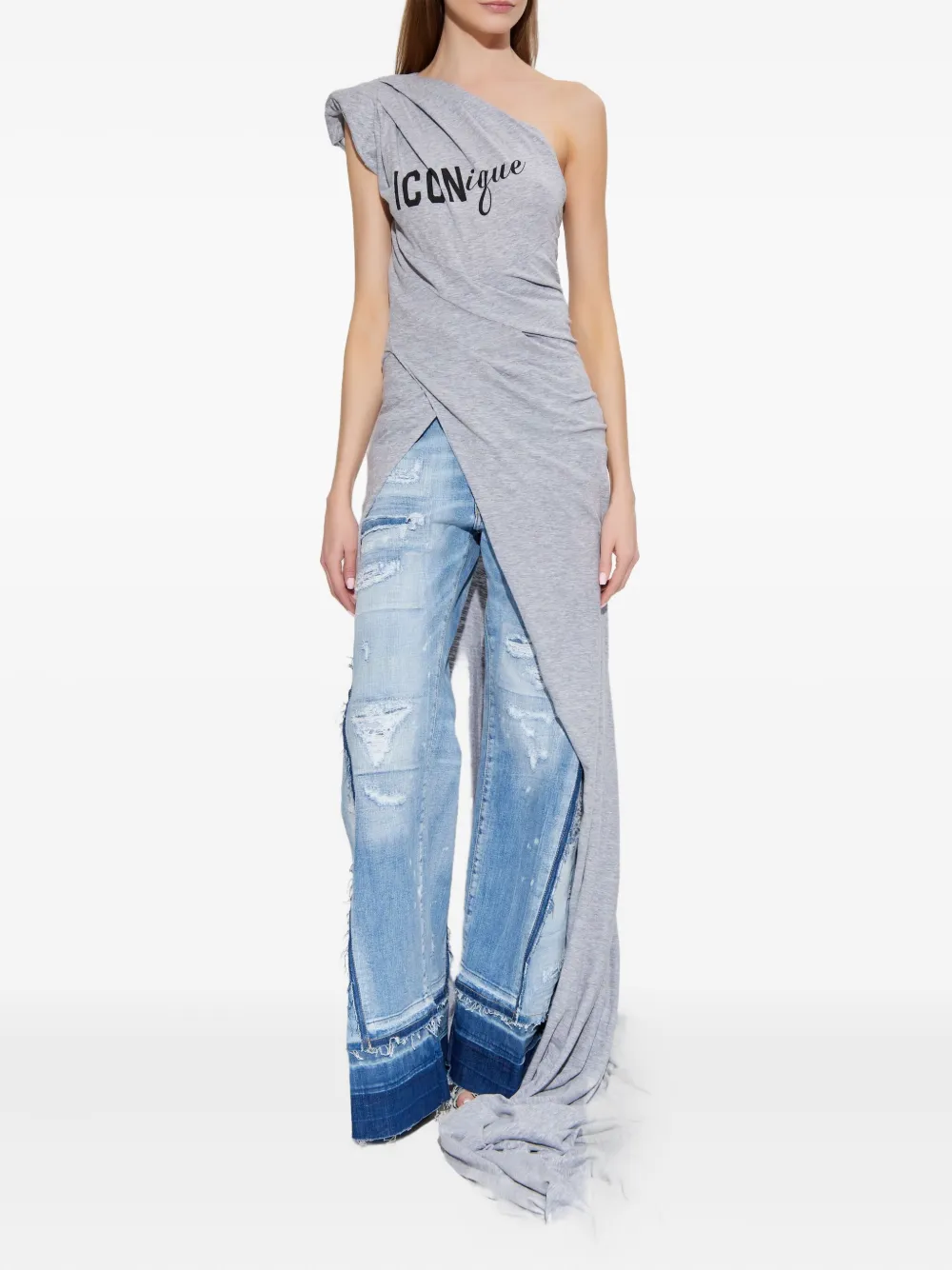 DSQUARED2 Asymmetrische jurk met split Grijs