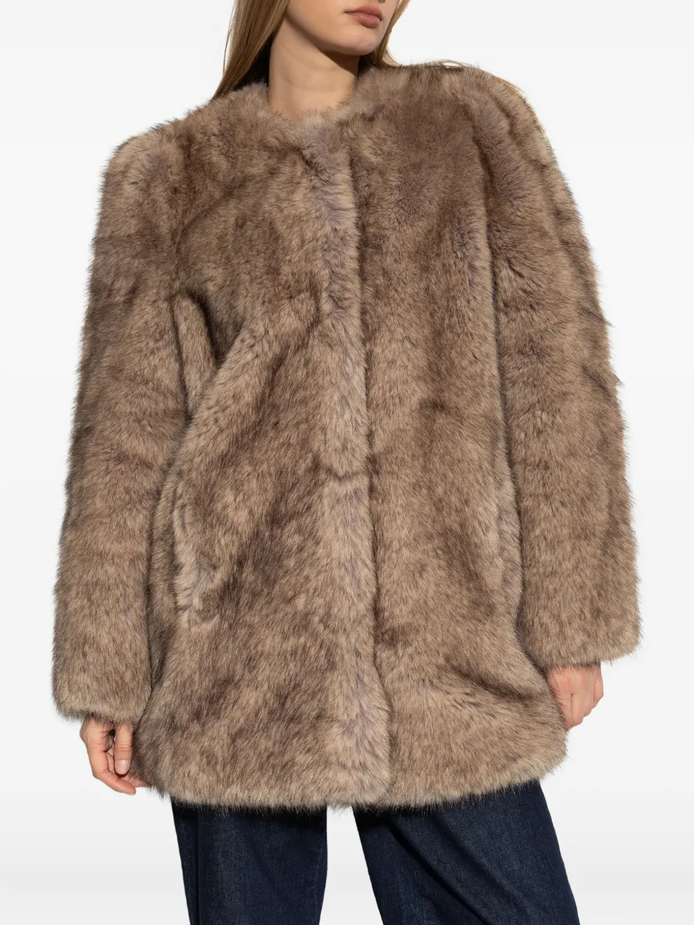 Stand Studio Round-neck Jacket In Brown