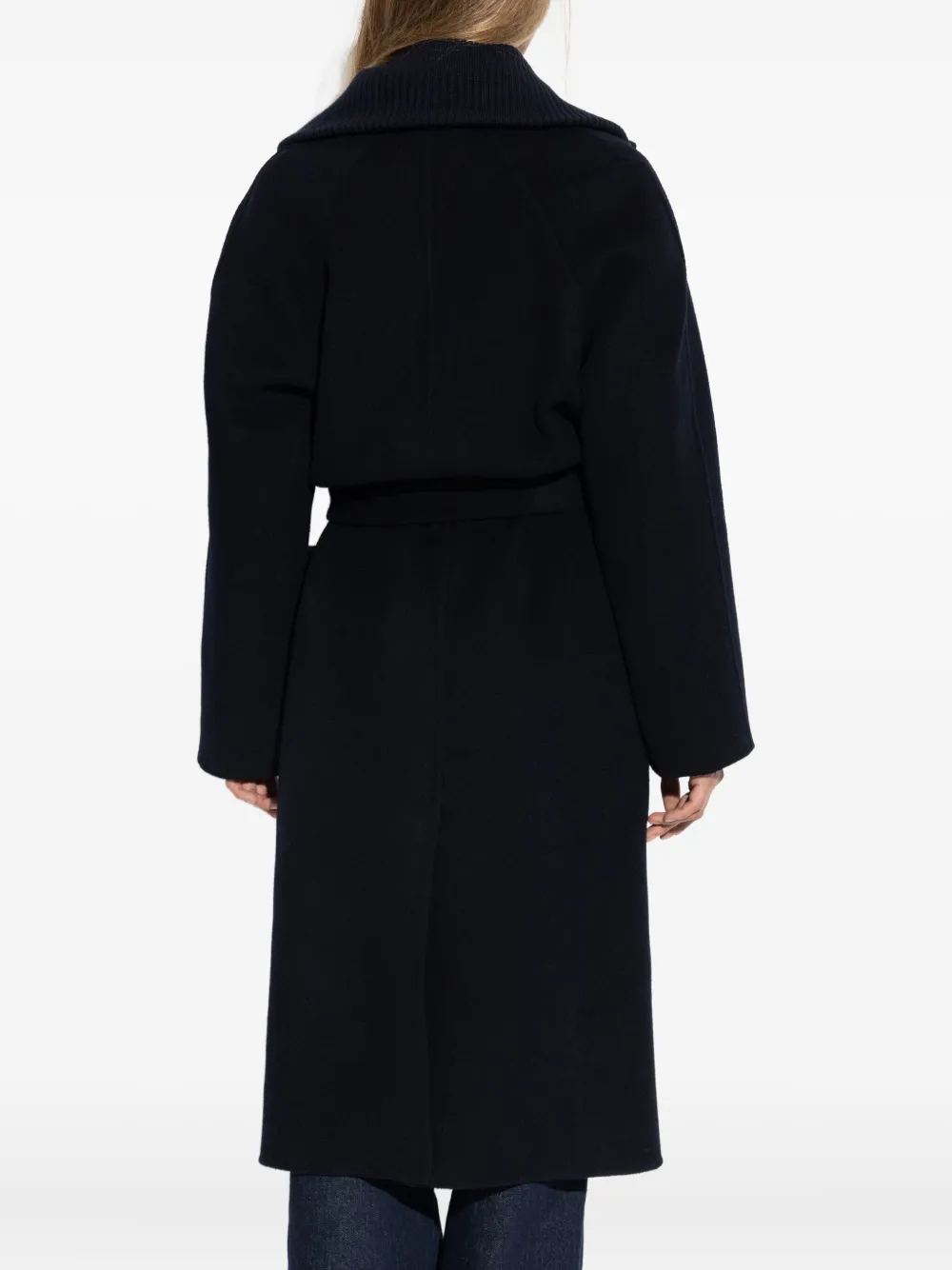 Officine Generale Belted Wool Coat In Blue
