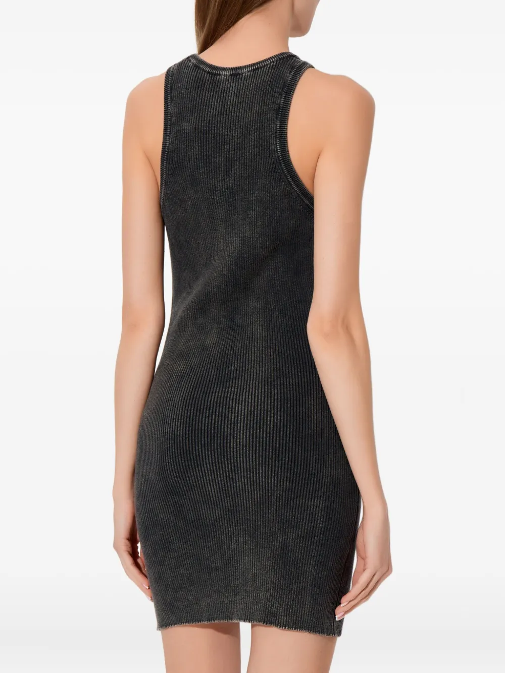 Diesel M-anchorage Logo-plaque Ribbed Mini Dress In Black