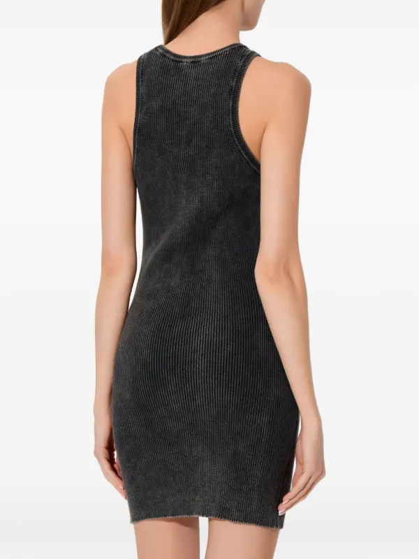 Diesel M-Anchorage logo-plaque Ribbed Mini Dress | Grey | FARFETCH