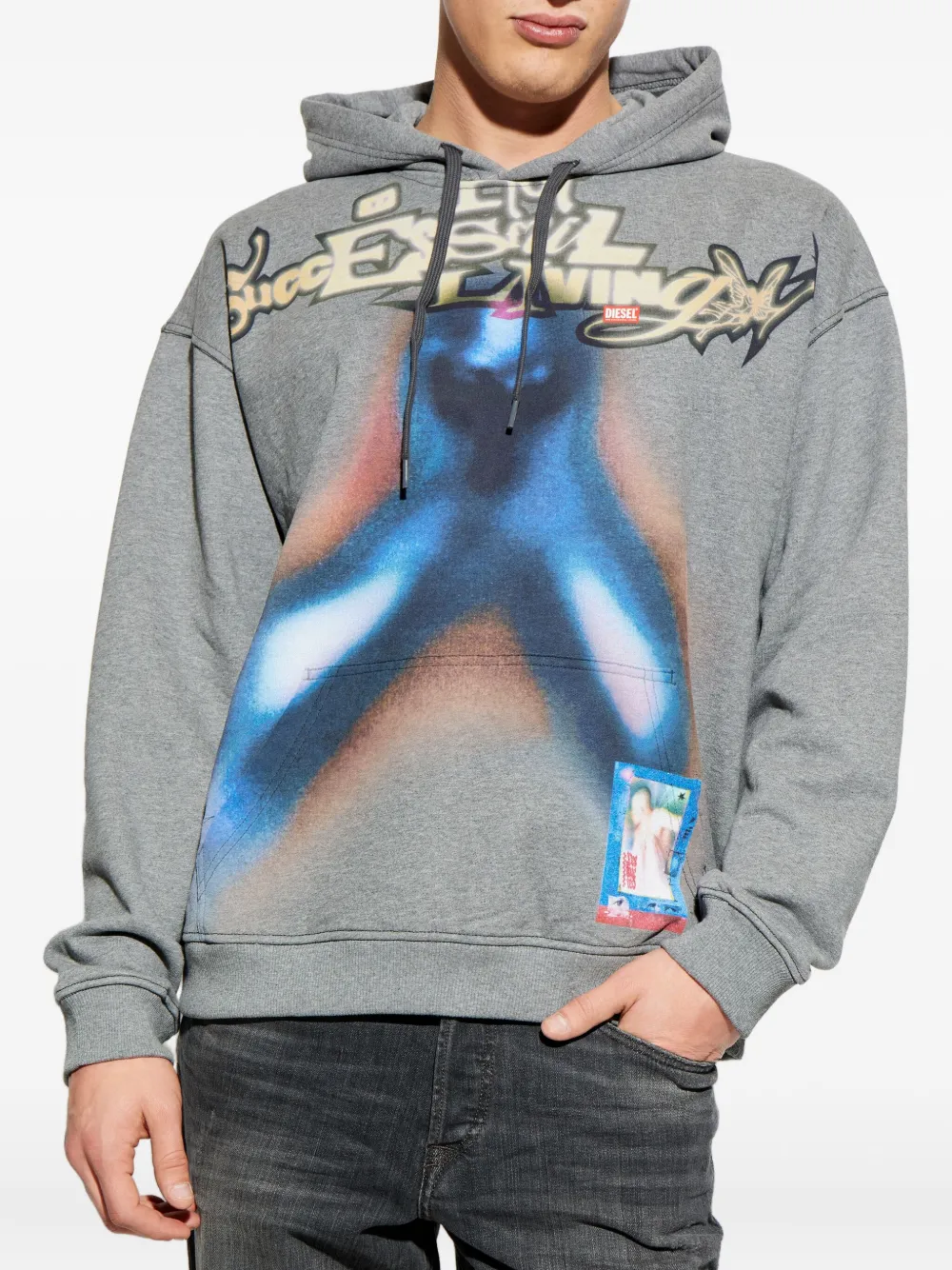 Diesel S-Boxt hoodie met grafische print Grijs