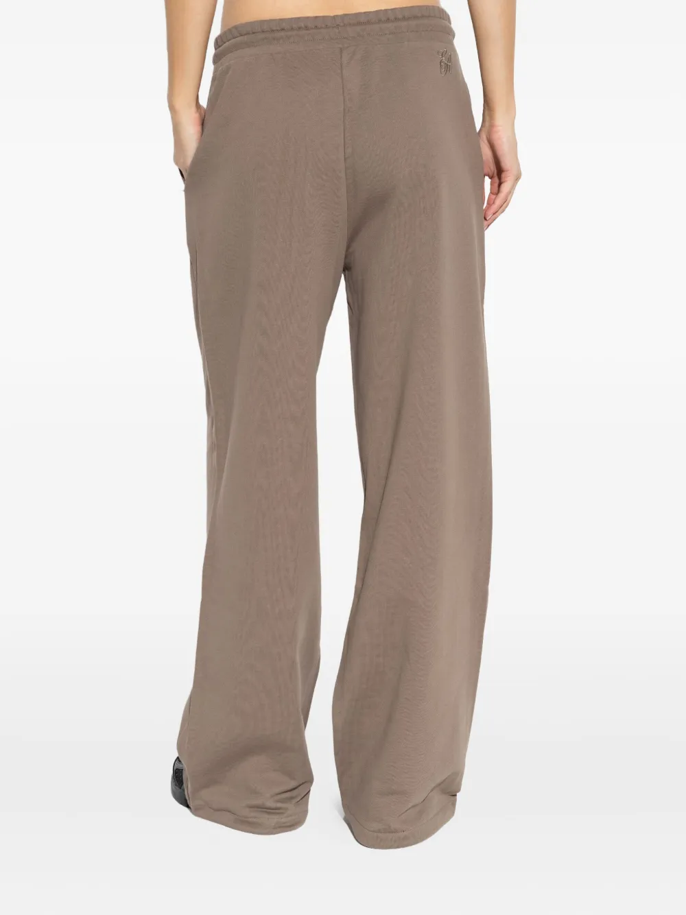 Emporio Armani Drawstring Embroidered Sweatpants In Brown