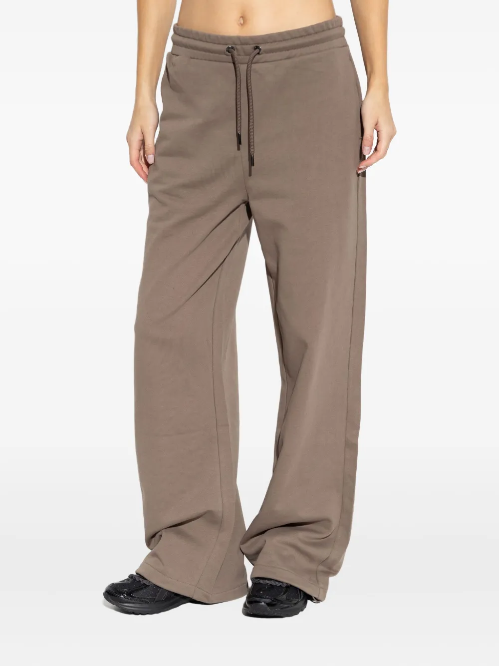 Emporio Armani Drawstring Embroidered Sweatpants In Brown