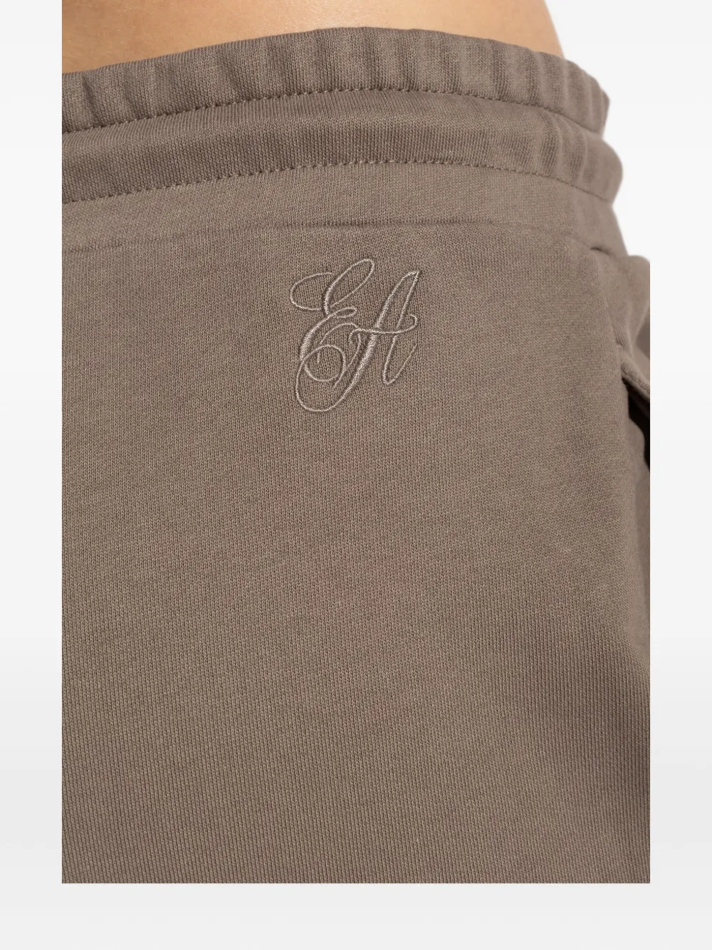 Emporio Armani Drawstring Embroidered Sweatpants In Brown
