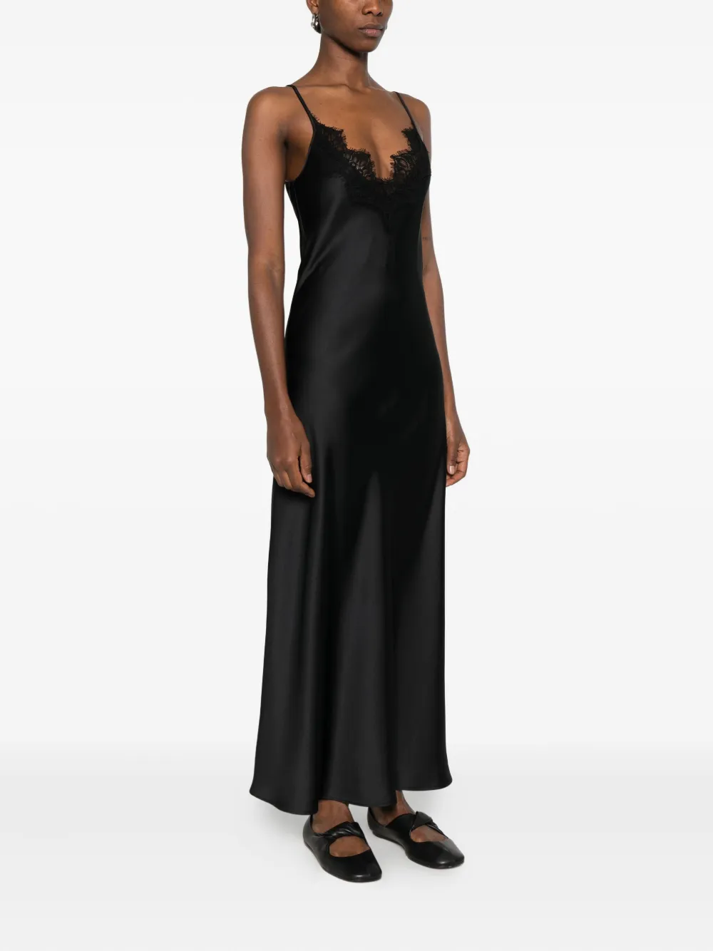 Imperial Lace-trim Maxi Dress In Black